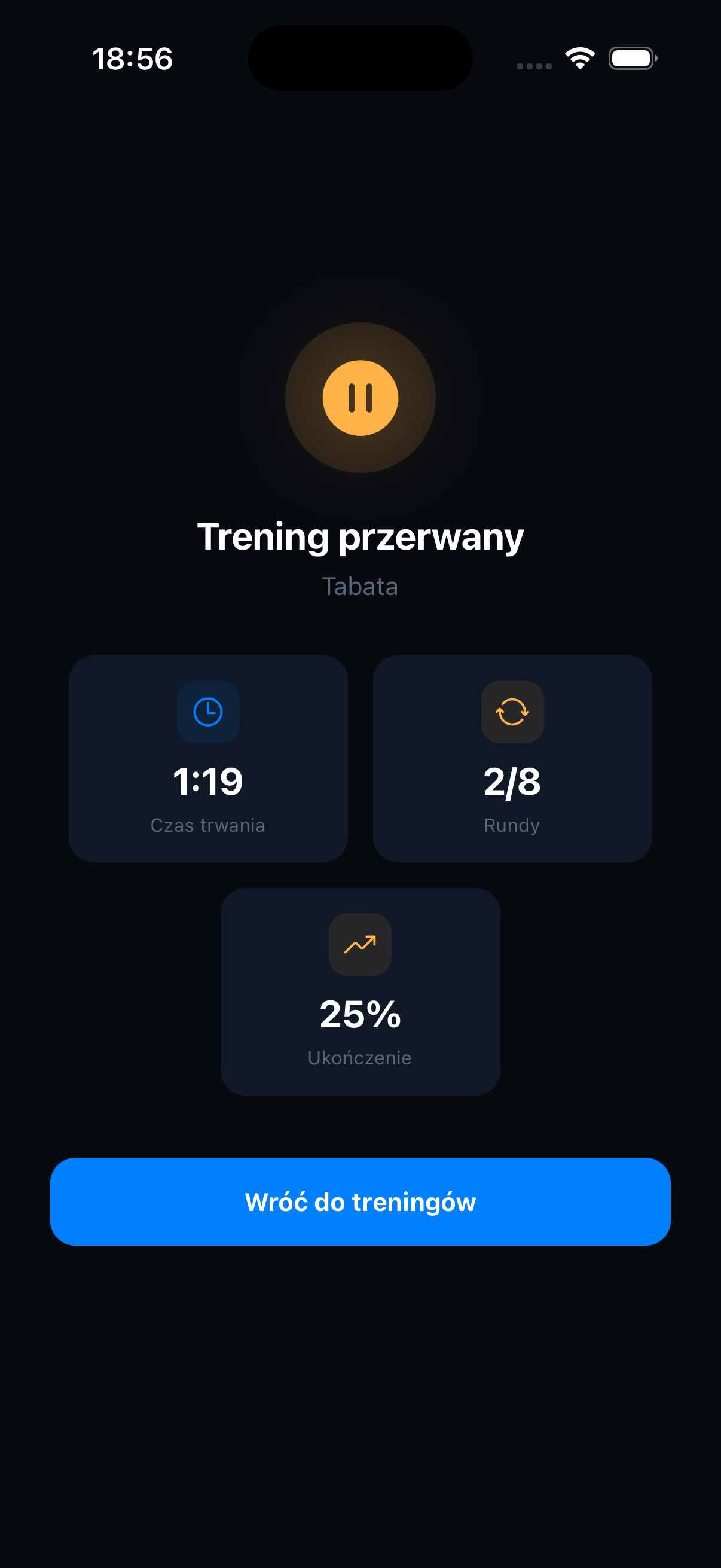 Ekran podsumowania treningu